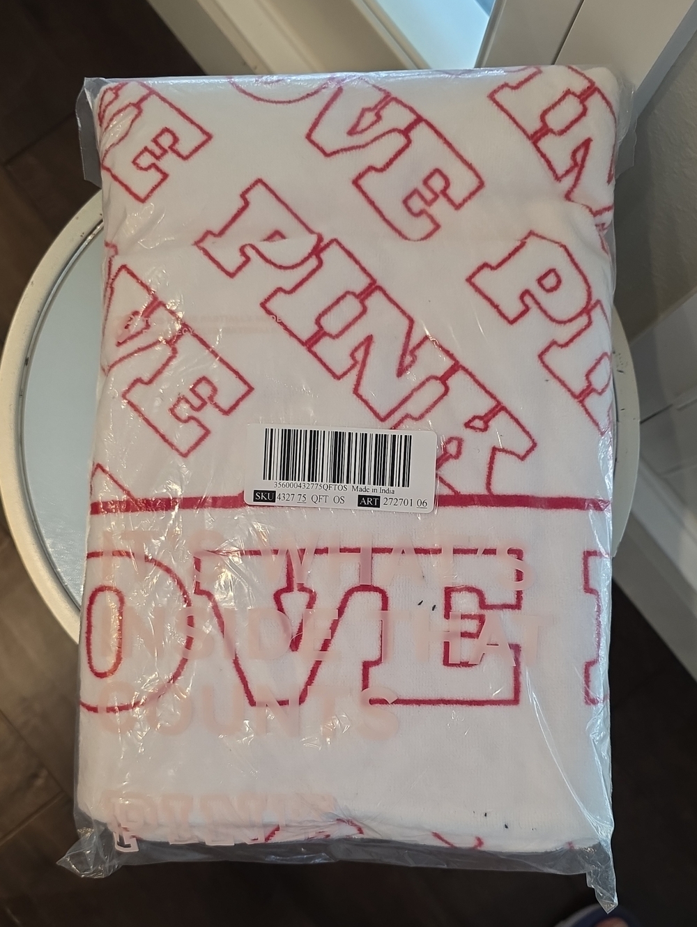 PINK Victoria's Secret White Towel with Pink Logo Print